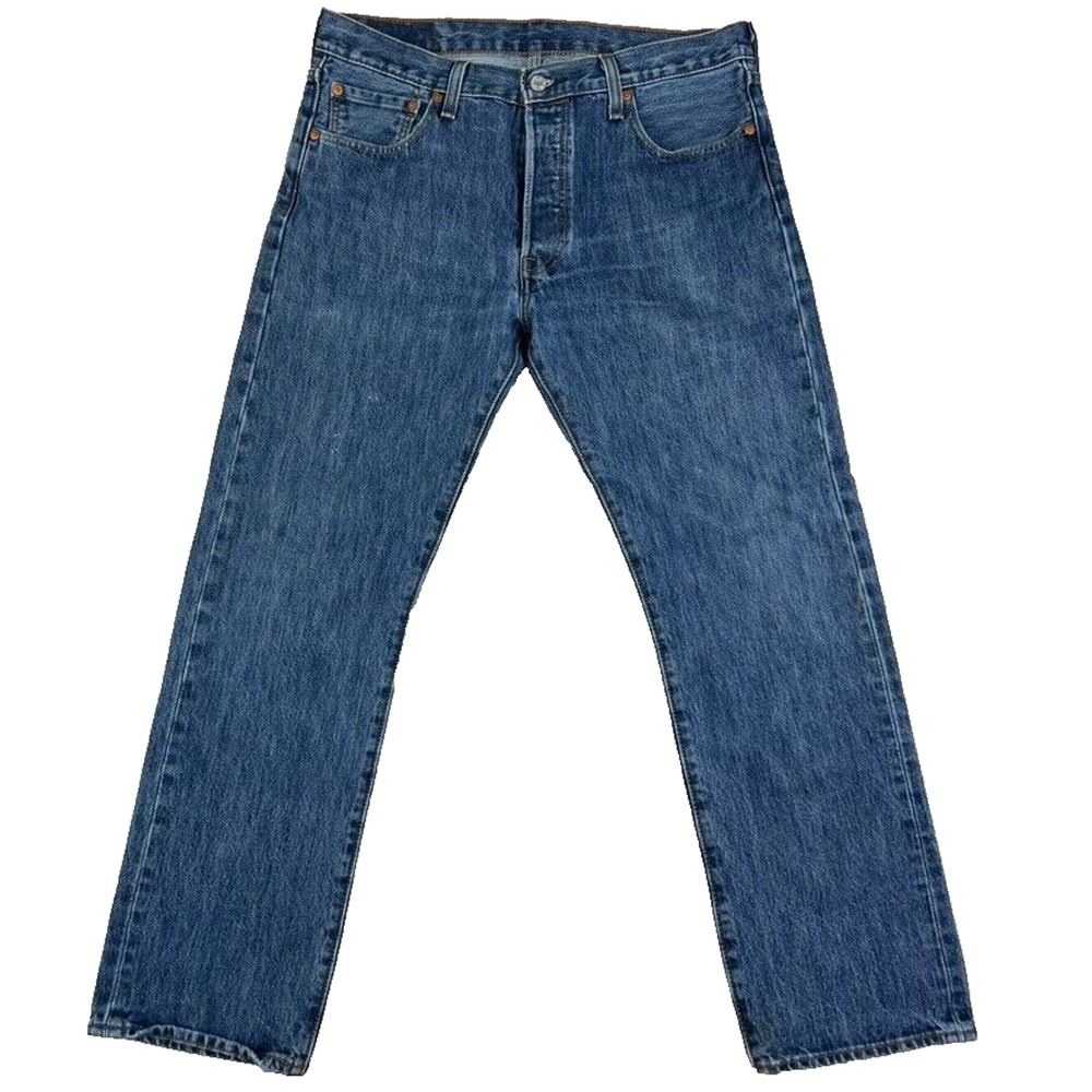 Levi's 501 Jeans Mens 34x30 34x27 Medium Wash Blue Denim Straight Leg Button Fly